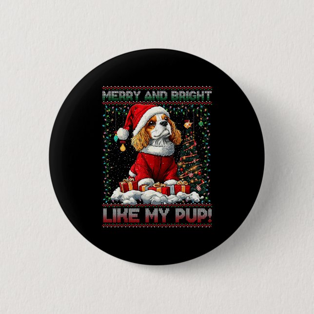 Cavalier King Charles Spaniel Christmas Tree Decor Button (Front)