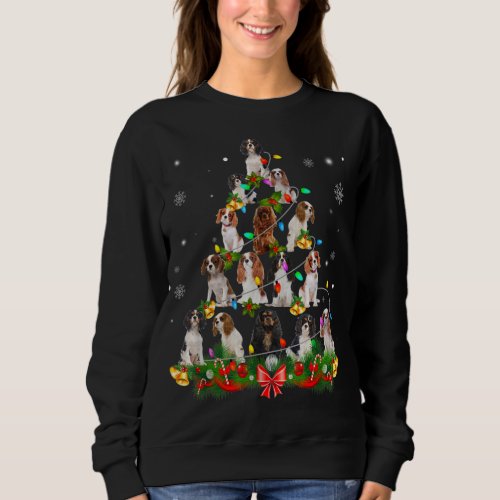 Cavalier King Charles Spaniel Christmas Tree Light Sweatshirt