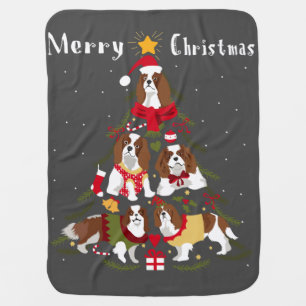 Cavalier King Charles Spaniel Christmas Tree Xmas Baby Blanket