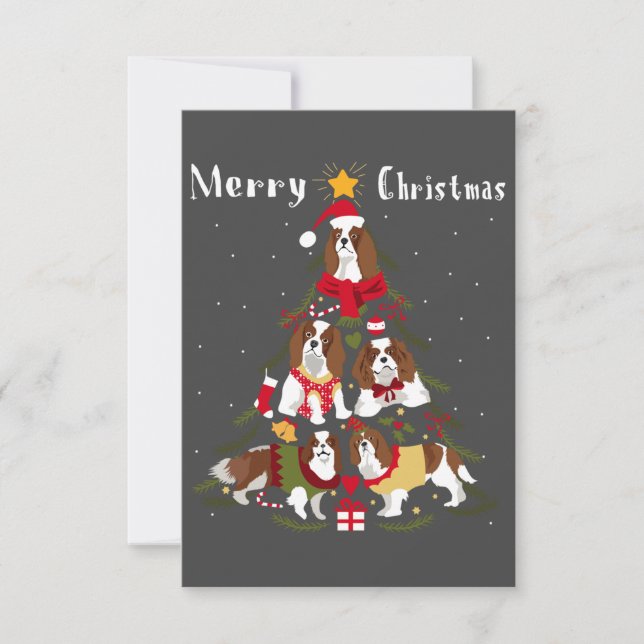 Cavalier King Charles Spaniel Christmas Tree Xmas Thank You Card (Front)