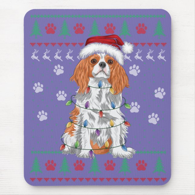 Cavalier King Charles Spaniel Christmas Ugly Sweat Mouse Pad (Front)