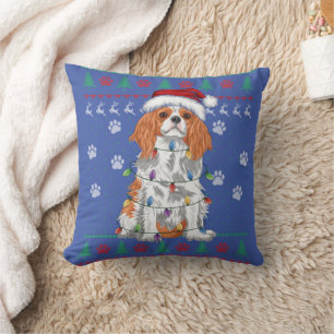 Cavalier King Charles Spaniel Christmas Ugly Sweat Throw Pillow