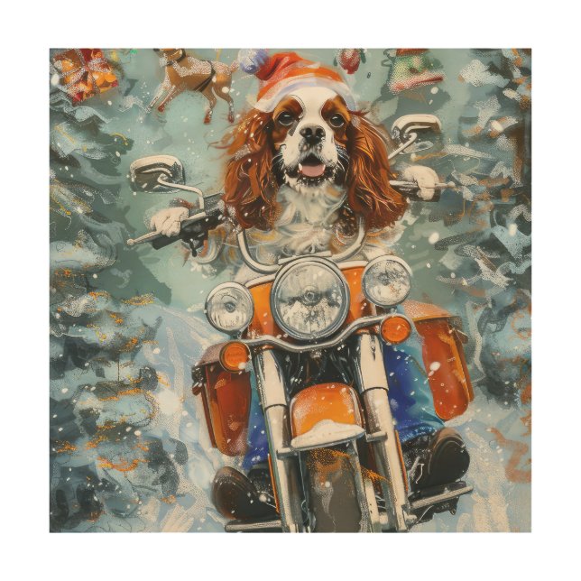 Cavalier King Charles Spaniel Christmas Wood Wall Art (Front)
