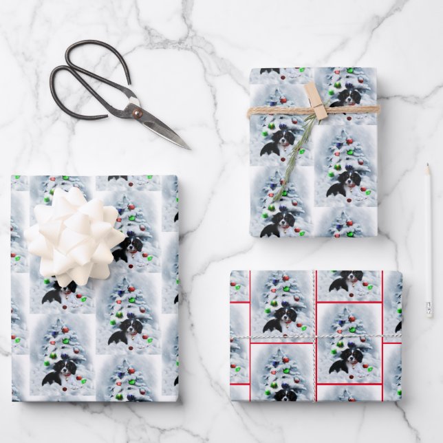 Cavalier King Charles Spaniel Christmas Wrapping Paper Sheets (Front)