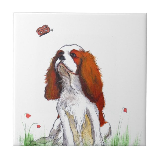 Cavalier King Charles Spaniel CKC Ceramic Tile (Front)