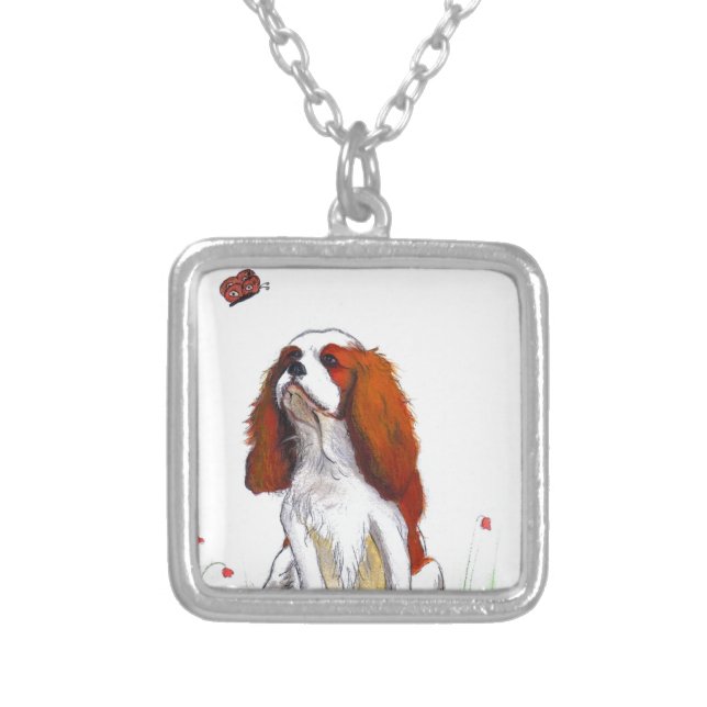 Cavalier King Charles Spaniel CKC Silver Plated Necklace (Front)