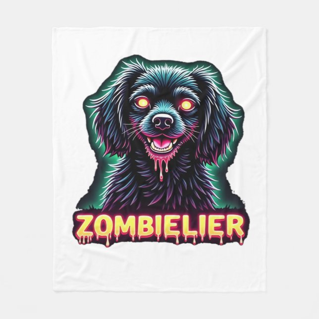 Cavalier King Charles Spaniel CKCS Zombie Dog Hall Fleece Blanket (Front)