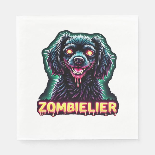 Cavalier King Charles Spaniel CKCS Zombie Dog Hall Napkins (Front)