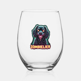 Cavalier King Charles Spaniel CKCS Zombie Dog Hall Stemless Wine Glass