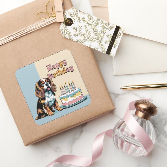 Cavalier King Charles Spaniel Colorful  Square Sticker (Gifting)