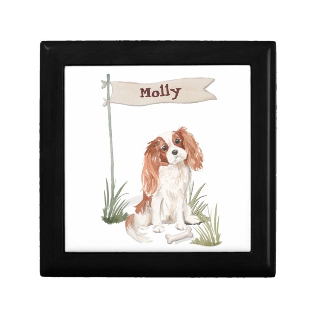 Cavalier King Charles Spaniel Customizable Name Gift Box (Front)