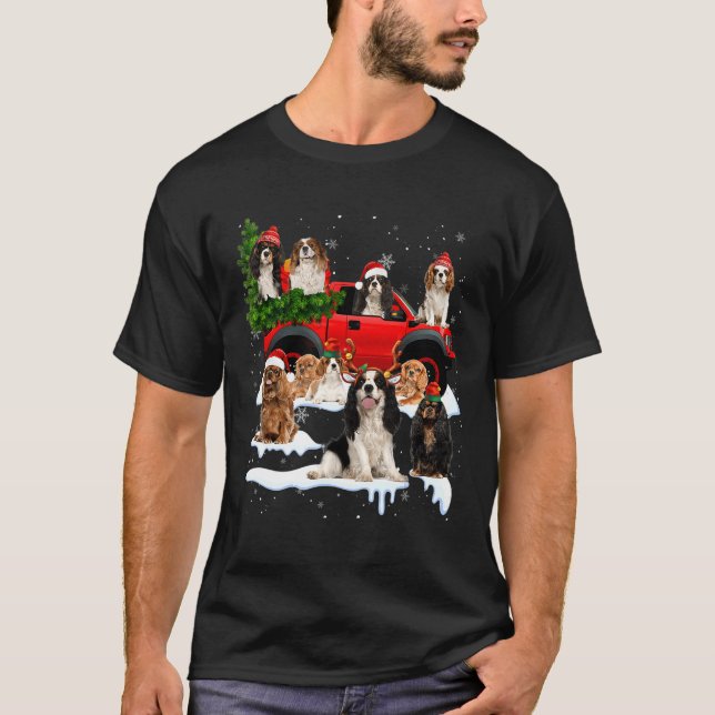 Cavalier King Charles Spaniel Cute Snow Car Christ T-Shirt (Front)