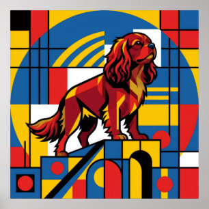 Cavalier King Charles Spaniel De Stijl Poster Mo