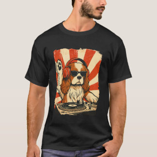 Cavalier King Charles Spaniel DJ House Music Retro T-Shirt