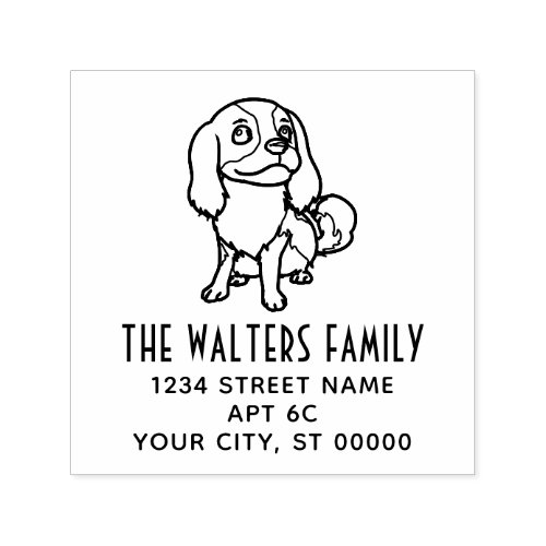 Cavalier King Charles Spaniel Dog 2 Name Address Self_inking Stamp