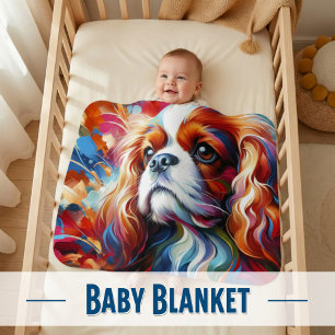 Cavalier King Charles Spaniel Dog Acrylic Art Baby Blanket