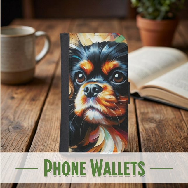 Cavalier King Charles Spaniel Dog Acrylic Print iPhone Wallet Case (Cavalier King Charles Spaniel Bold Art Phone Wallet)