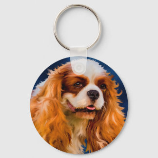 Cavalier King Charles Spaniel Dog Art - Chelsea Keychain