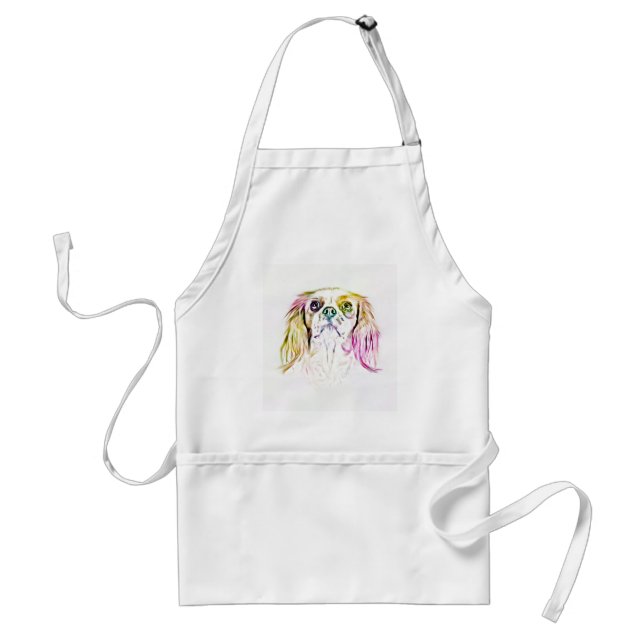 Cavalier King Charles Spaniel Dog Art Painting Adult Apron (Front)