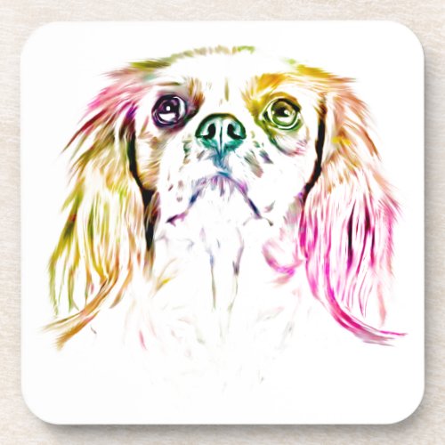 Cavalier King Charles Spaniel Dog Art Painting Beverage Coaster