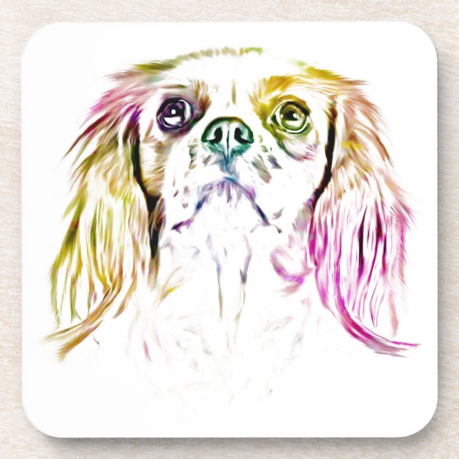 Cavalier King Charles Spaniel Dog Art Painting Beverage Coaster (Front)