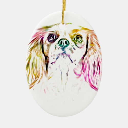 Cavalier King Charles Spaniel Dog Art Painting Ceramic Ornament