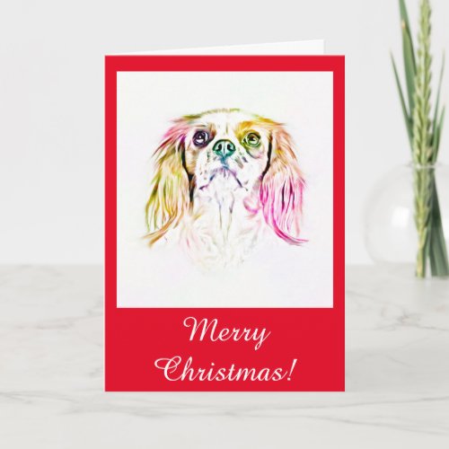 Cavalier King Charles Spaniel Dog Art Painting Holiday Card