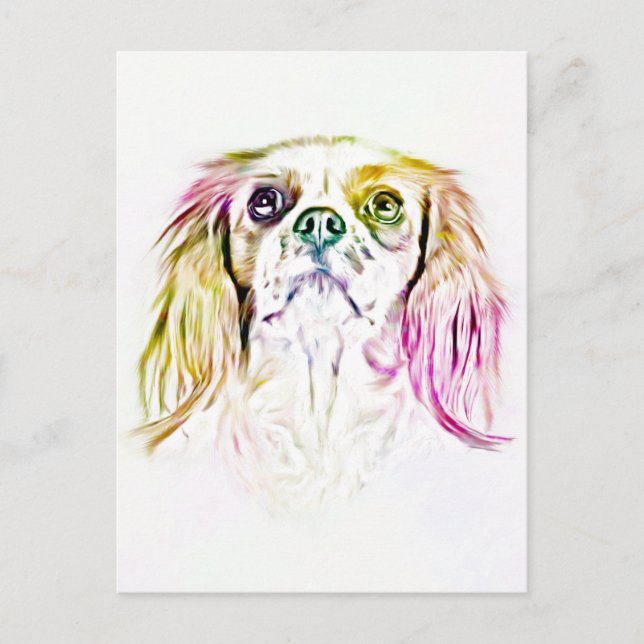 Cavalier King Charles Spaniel Dog Art Painting Postcard (Front)