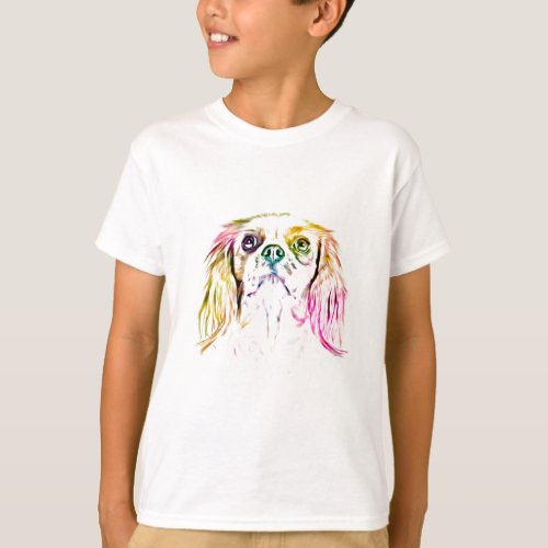 Cavalier King Charles Spaniel Dog Art Painting T_Shirt