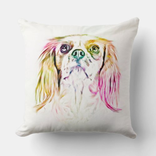 Cavalier King Charles Spaniel Dog Art Painting Throw Pillow
