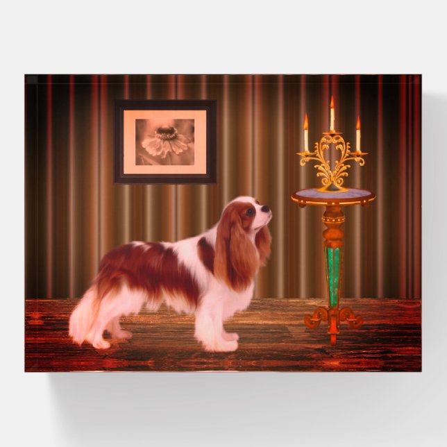 Cavalier King Charles Spaniel Dog Art  Paperweight (Front)