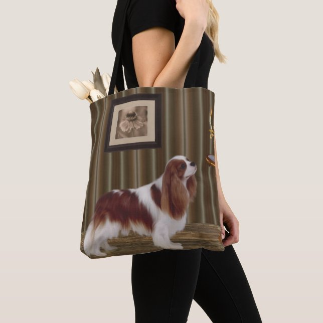 Cavalier King Charles Spaniel Dog Art  Tote Bag (Close Up)