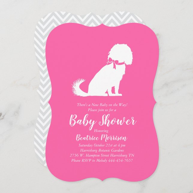 Cavalier King Charles Spaniel Dog Baby Shower Girl Invitation (Front/Back)