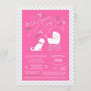 Cavalier King Charles Spaniel Dog Baby Shower Girl Invitation