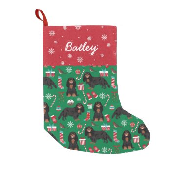 Cavalier King Charles Spaniel Dog Black And Tan Small Christmas Stocking by FriendlyPets at Zazzle