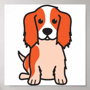 Cavalier King Charles Spaniel Dog Cartoon Poster