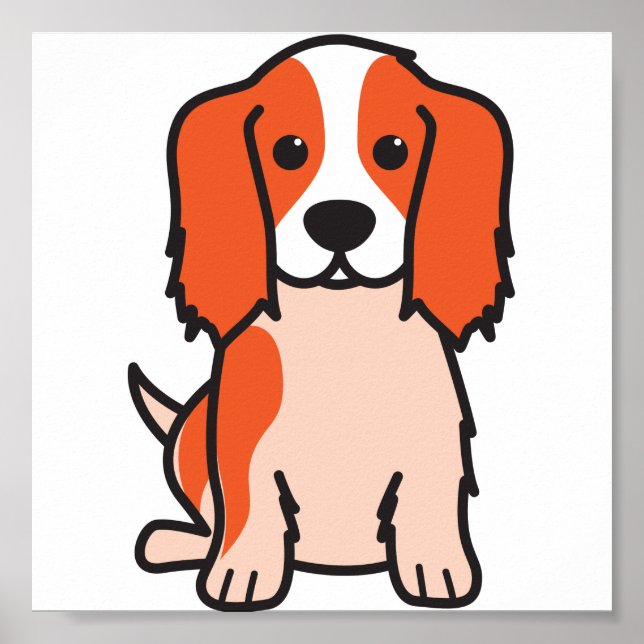 Cavalier King Charles Spaniel Dog Cartoon Poster (Front)