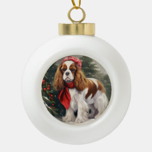 Cavalier King Charles Spaniel Dog Christmas Ceramic Ball Christmas Ornament