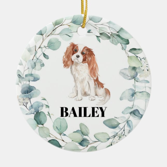 Cavalier King Charles Spaniel Dog Christmas  Ceramic Ornament (Front)