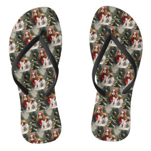 Cavalier King Charles Spaniel Dog Christmas Flip Flops