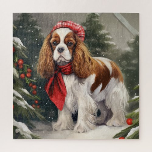 Cavalier King Charles Spaniel Dog Christmas Jigsaw Puzzle