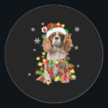 Cavalier King Charles Spaniel Dog Christmas Lights Classic Round Sticker<br><div class="desc">Cavalier King Charles Spaniel Dog Christmas Lights Pajama For Men Women Kids_1</div>