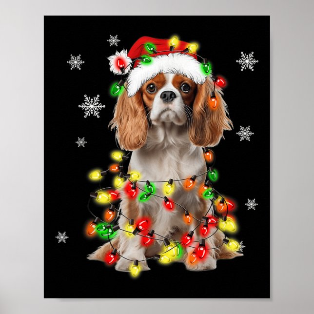 Cavalier King Charles Spaniel Dog Christmas Lights Poster (Front)