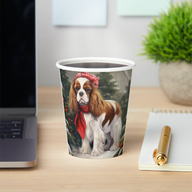 Cavalier King Charles Spaniel Dog Christmas Paper Cups (Insitu)