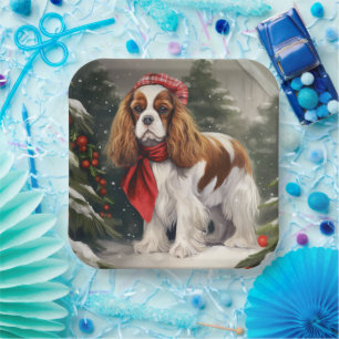 Cavalier King Charles Spaniel Dog Christmas Paper Plates