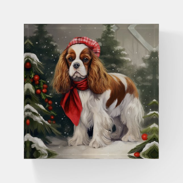 Cavalier King Charles Spaniel Dog Christmas Paperweight (Front)