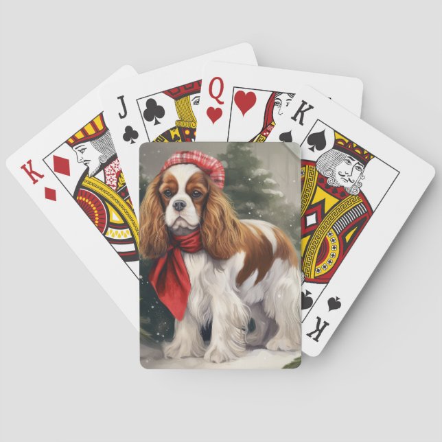 Cavalier King Charles Spaniel Dog Christmas Poker Cards (Back)