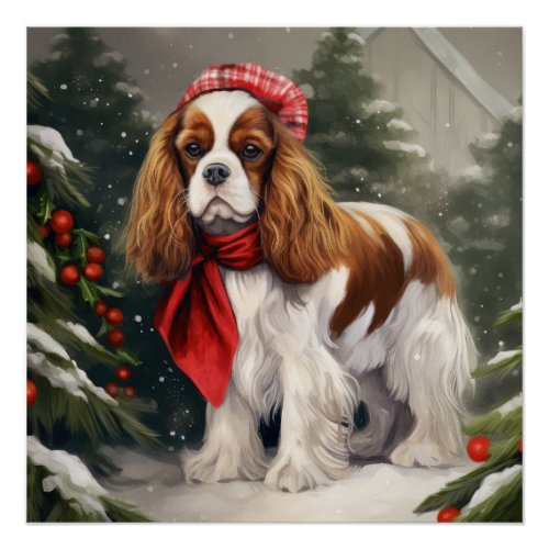 Cavalier King Charles Spaniel Dog Christmas Poster