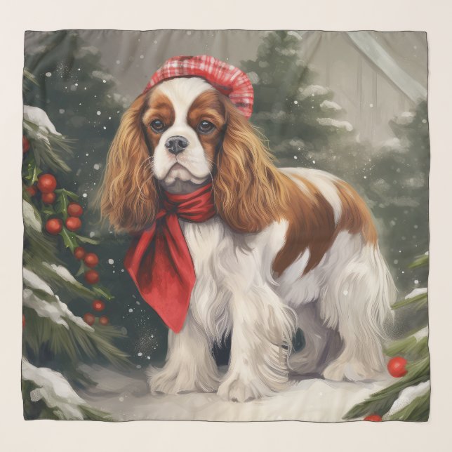 Cavalier King Charles Spaniel Dog Christmas Scarf (Front)