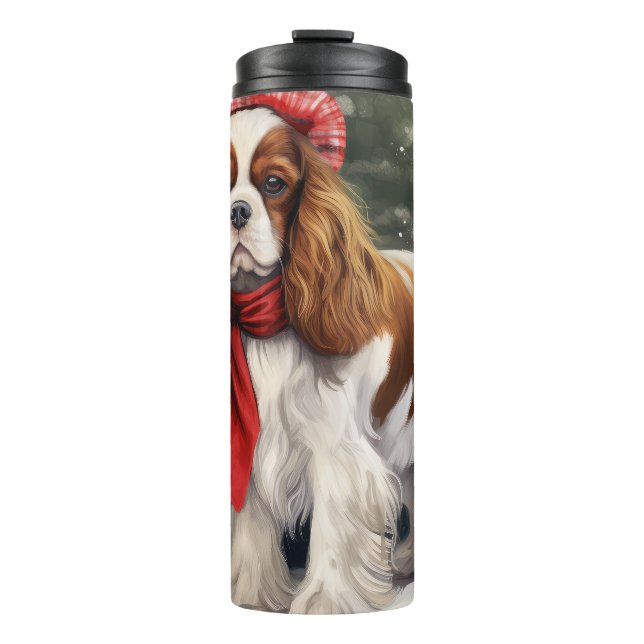 Cavalier King Charles Spaniel Dog Christmas Thermal Tumbler (Front)